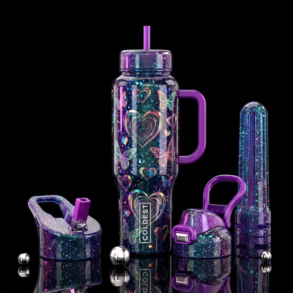 Love and butterflies water bottle design