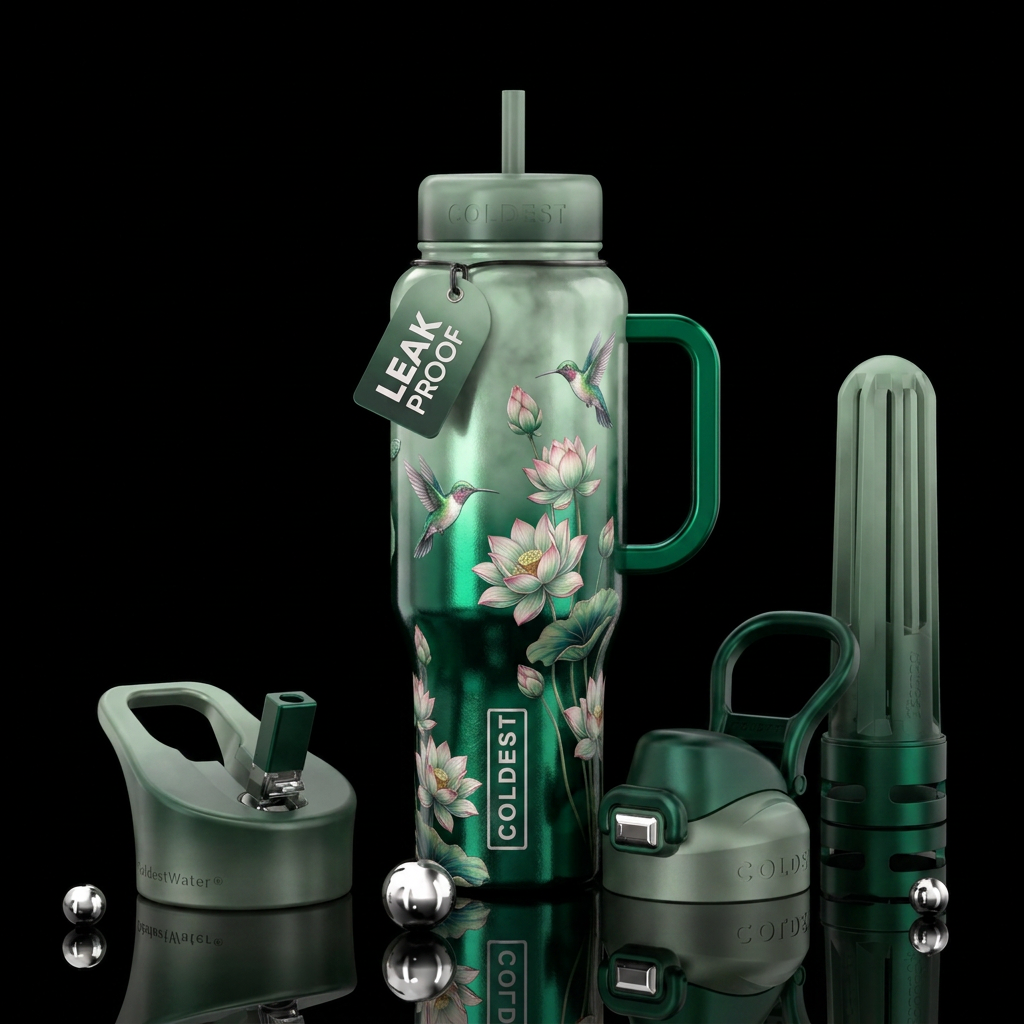 Sweet hummingbirds water bottle design