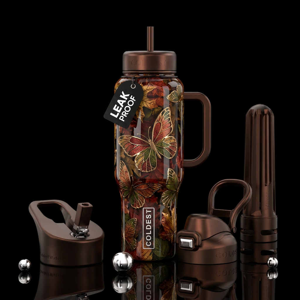 Fall butterflies water bottle design