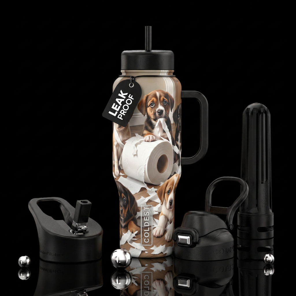 Puppy dog eyes water bottle design