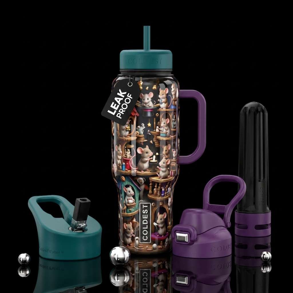Busy little mice water bottle design