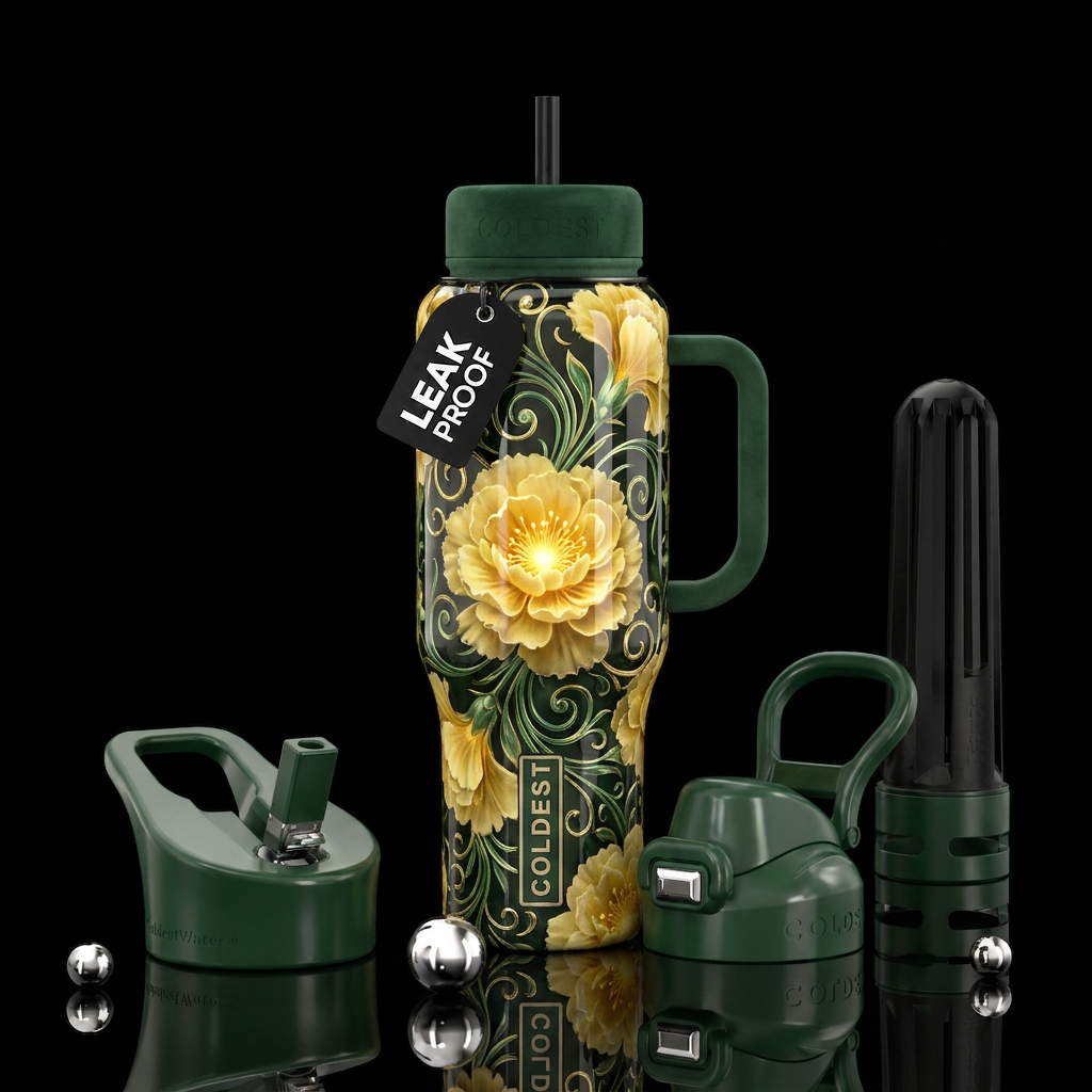 Yellow carnations water bottle design