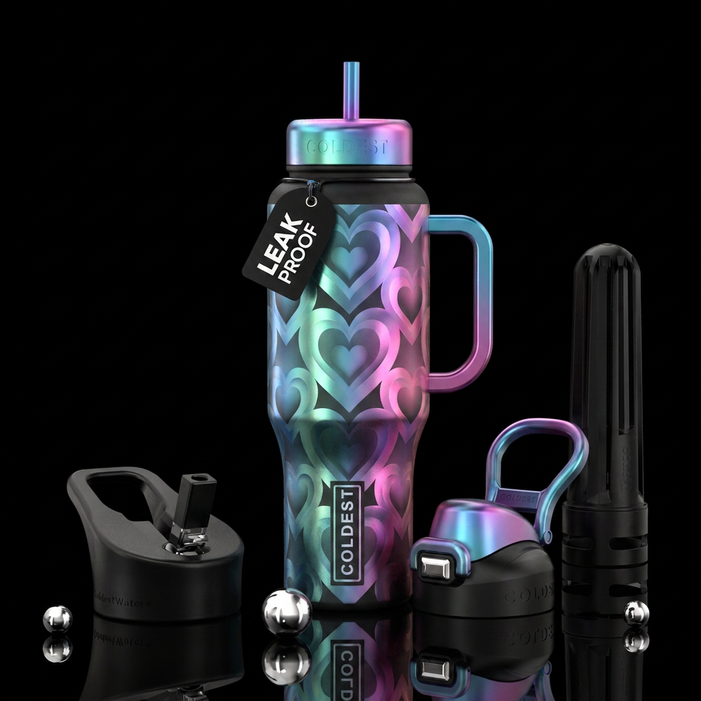 Blending hearts water bottle design