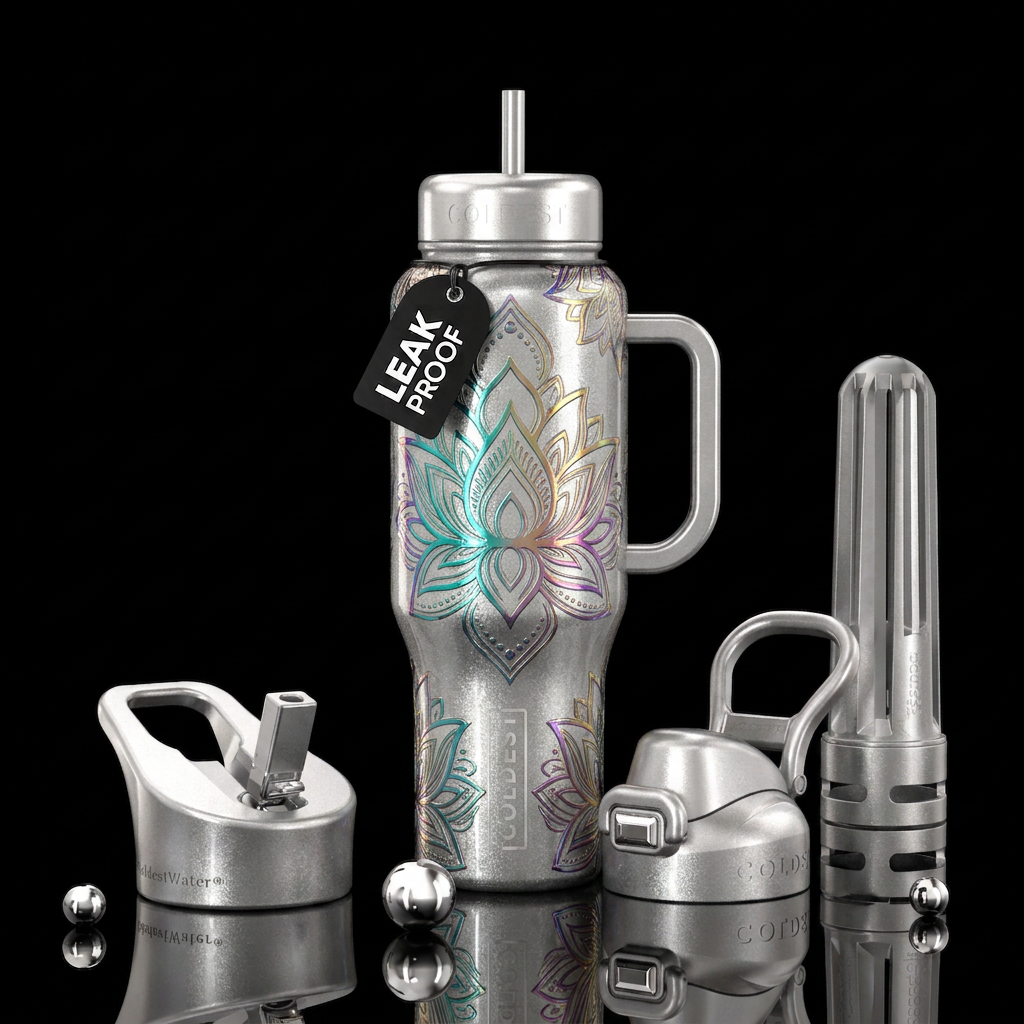 Lotus mandela water bottle design