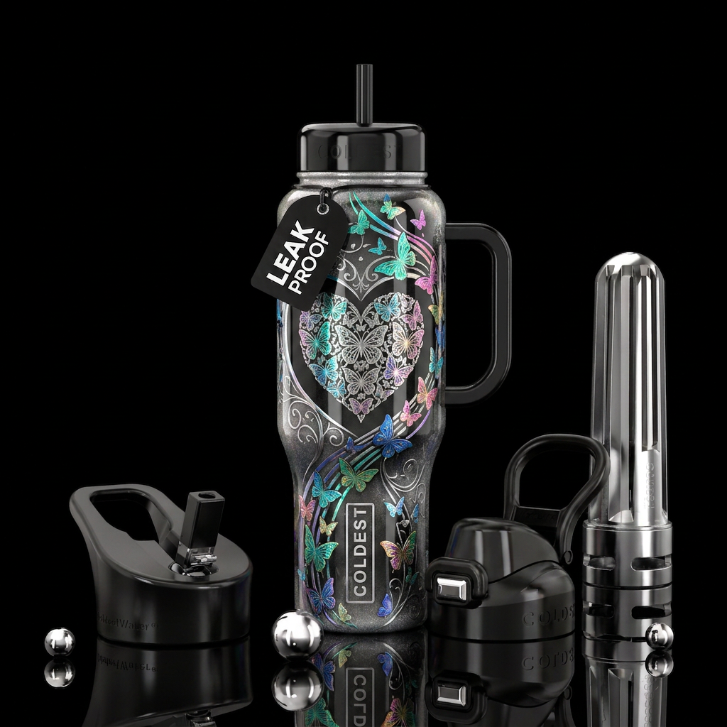 Heart n butterflies water bottle design