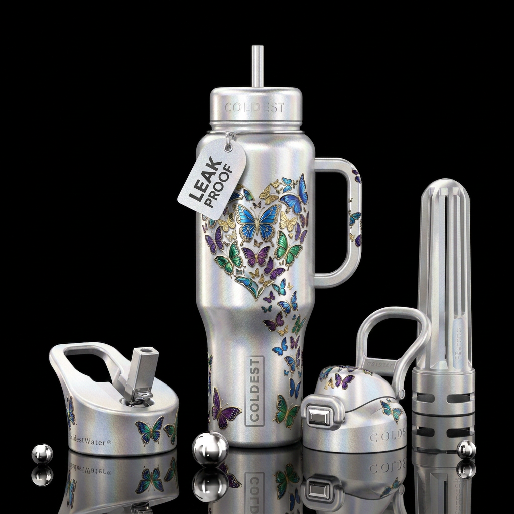 Cascades of butterflies water bottle design