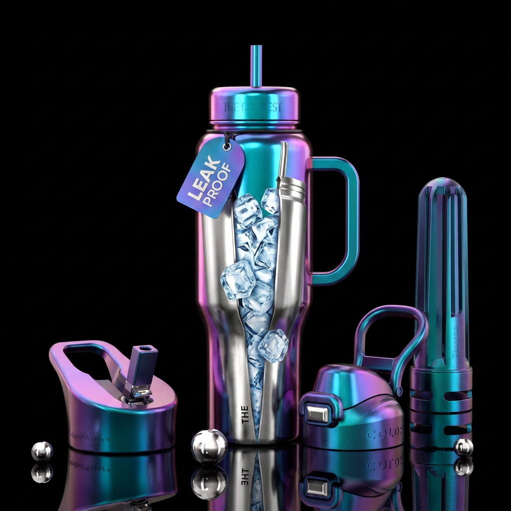 Ice overflow water bottle design