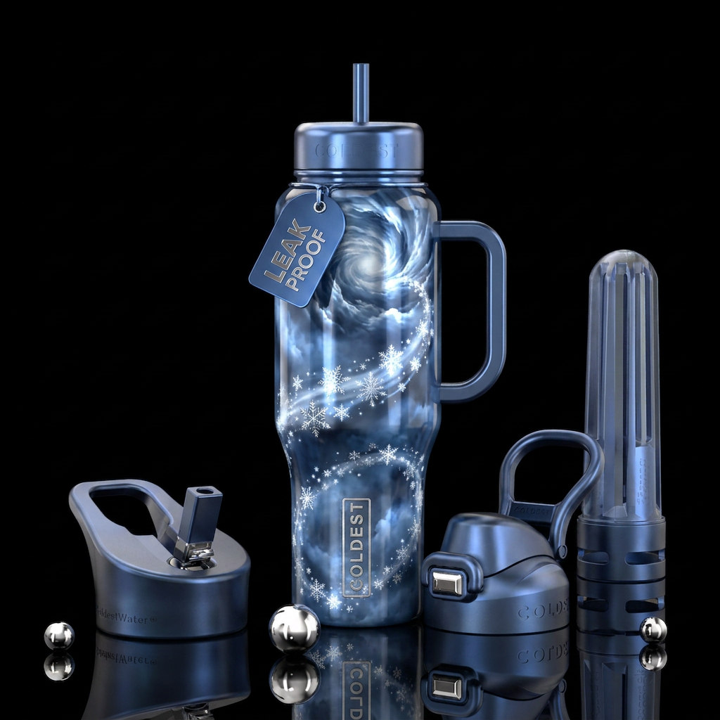 Snowstorm water bottle design