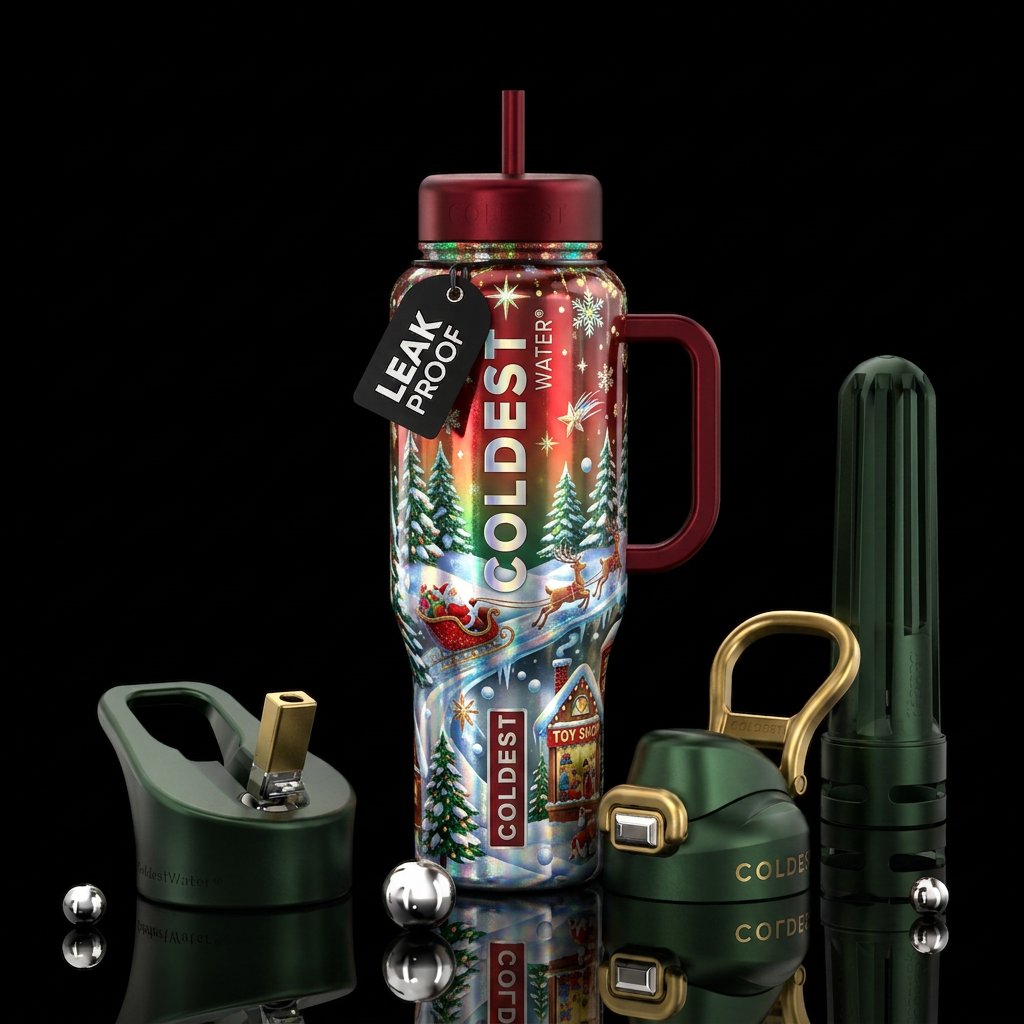 Christmas the best time of the year water bottle design