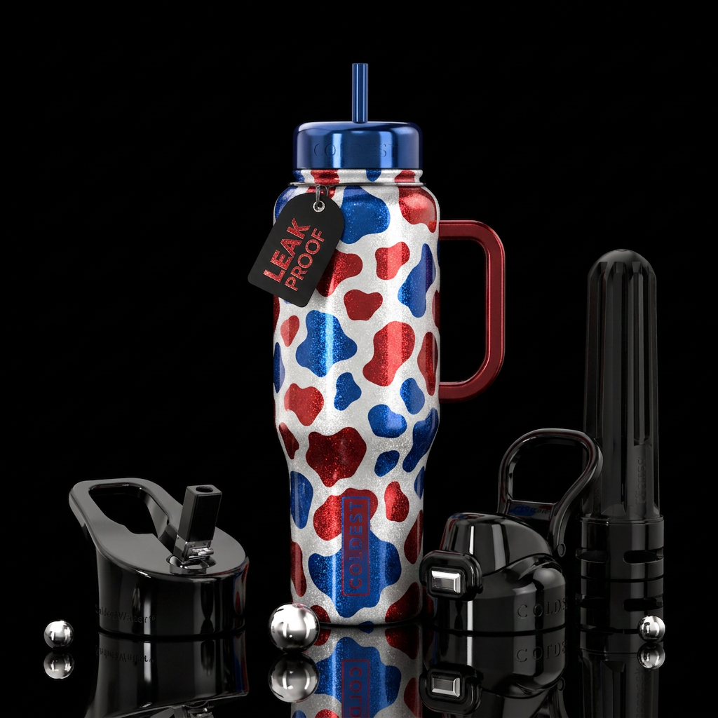 4th of July Cow moo water bottle design