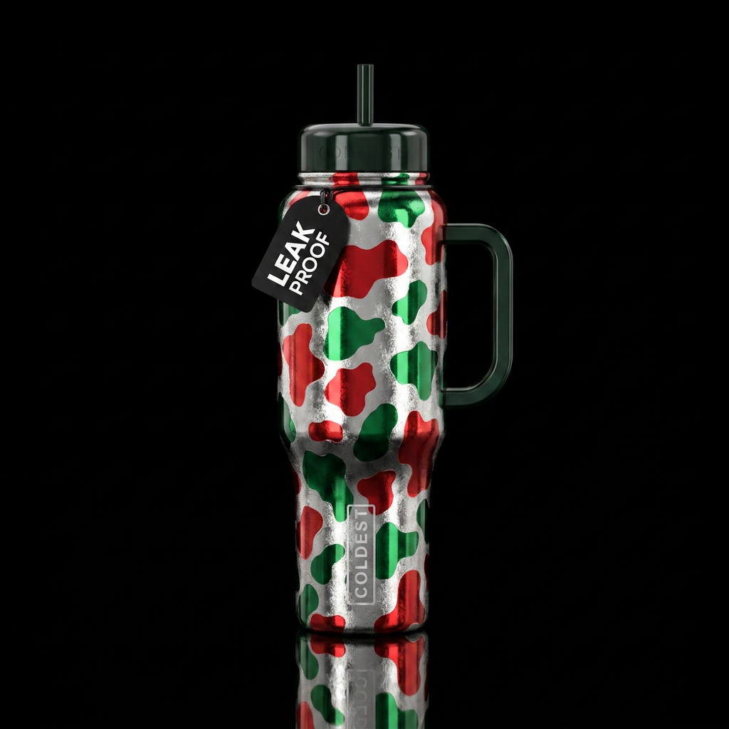 Christmas Mooo water bottle design