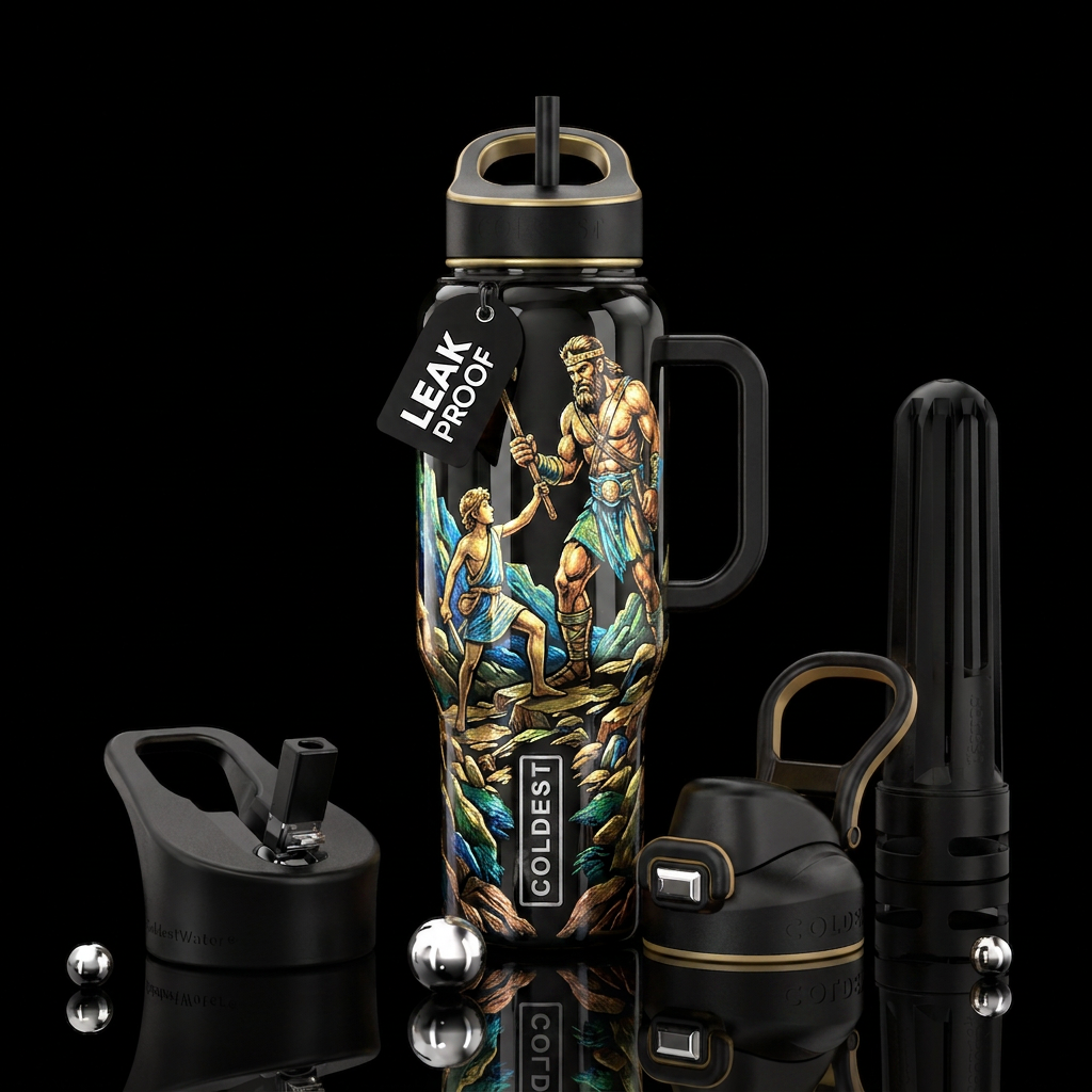 David and Goliath water bottle design