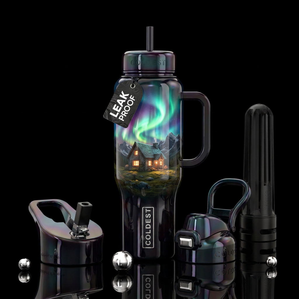 Cozy little cottage water bottle design