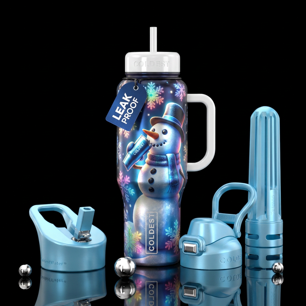 Refreshing snowman water bottle design