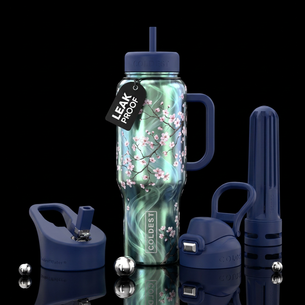 Smoky Cherry blossoms water bottle design