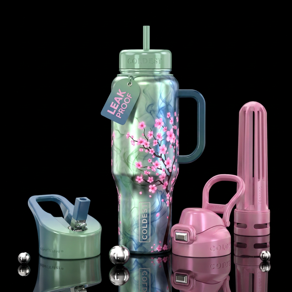 Cherry blossoms water bottle design