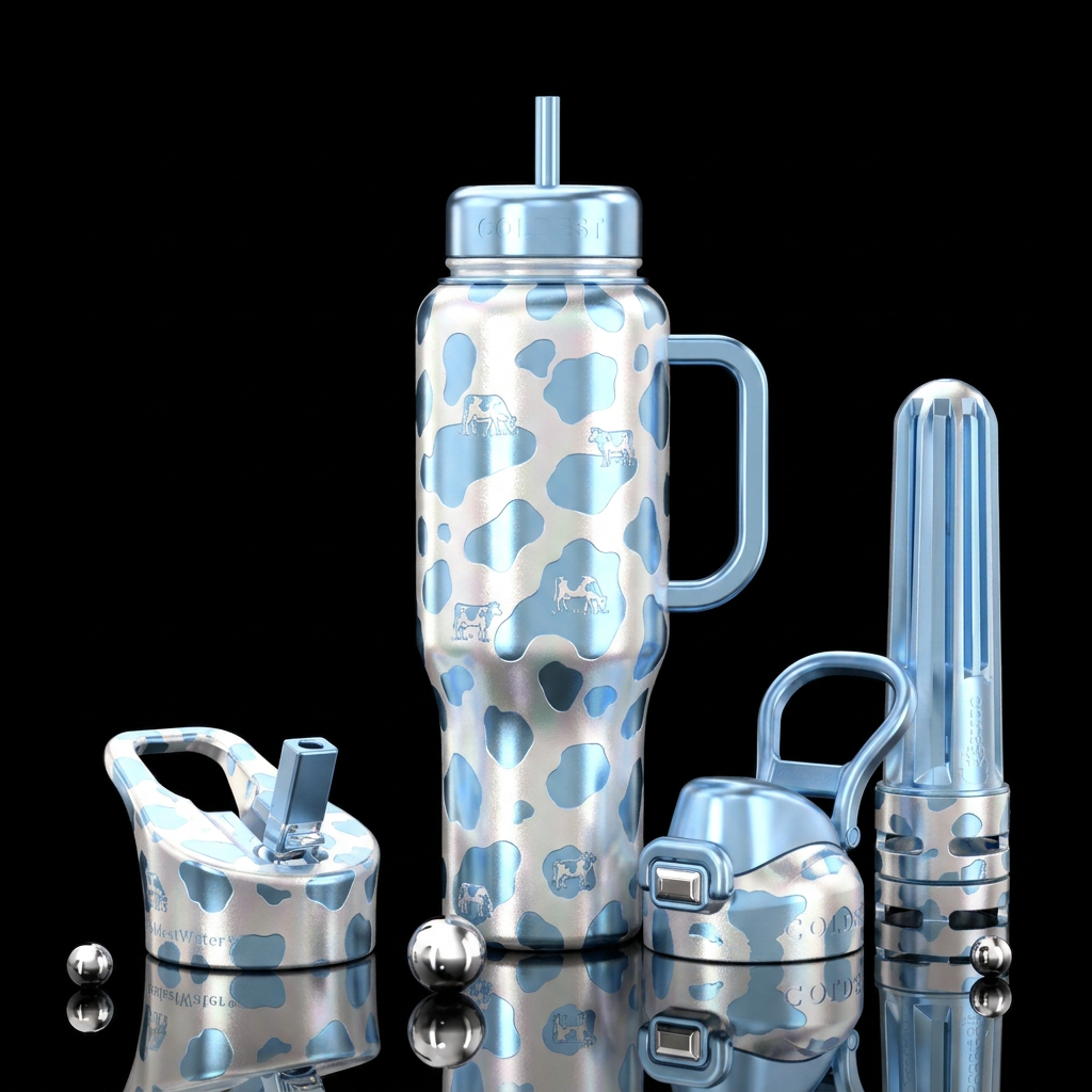 Tiny cows mooo water bottle design