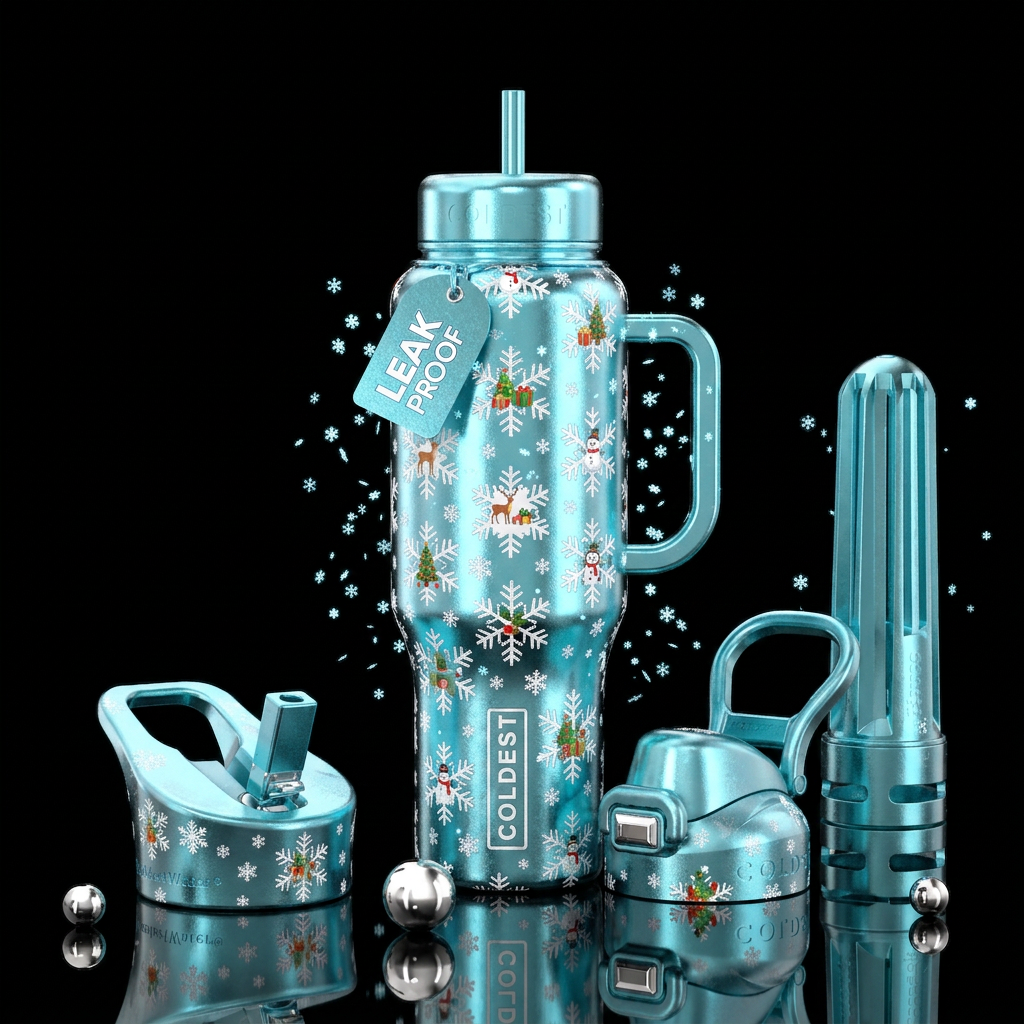 Christmas flakes water bottle design
