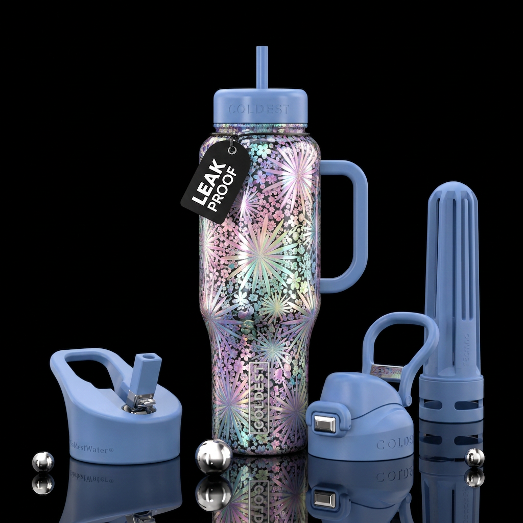 Bursting with flowers water bottle design