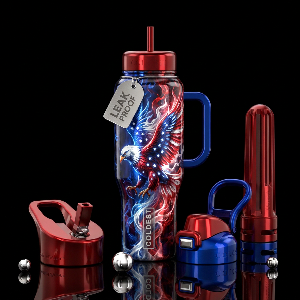 The red white and the blue water bottle design