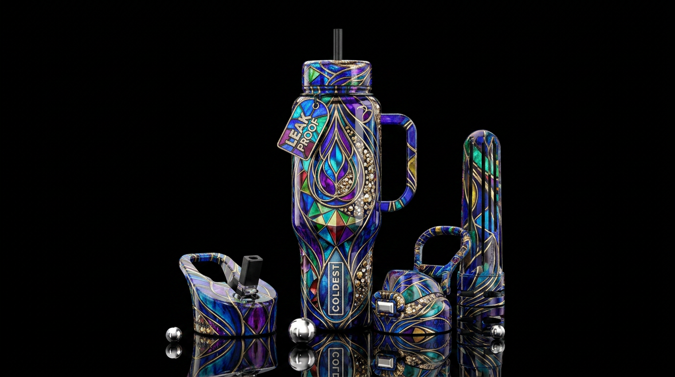 Stained glass water bottle design