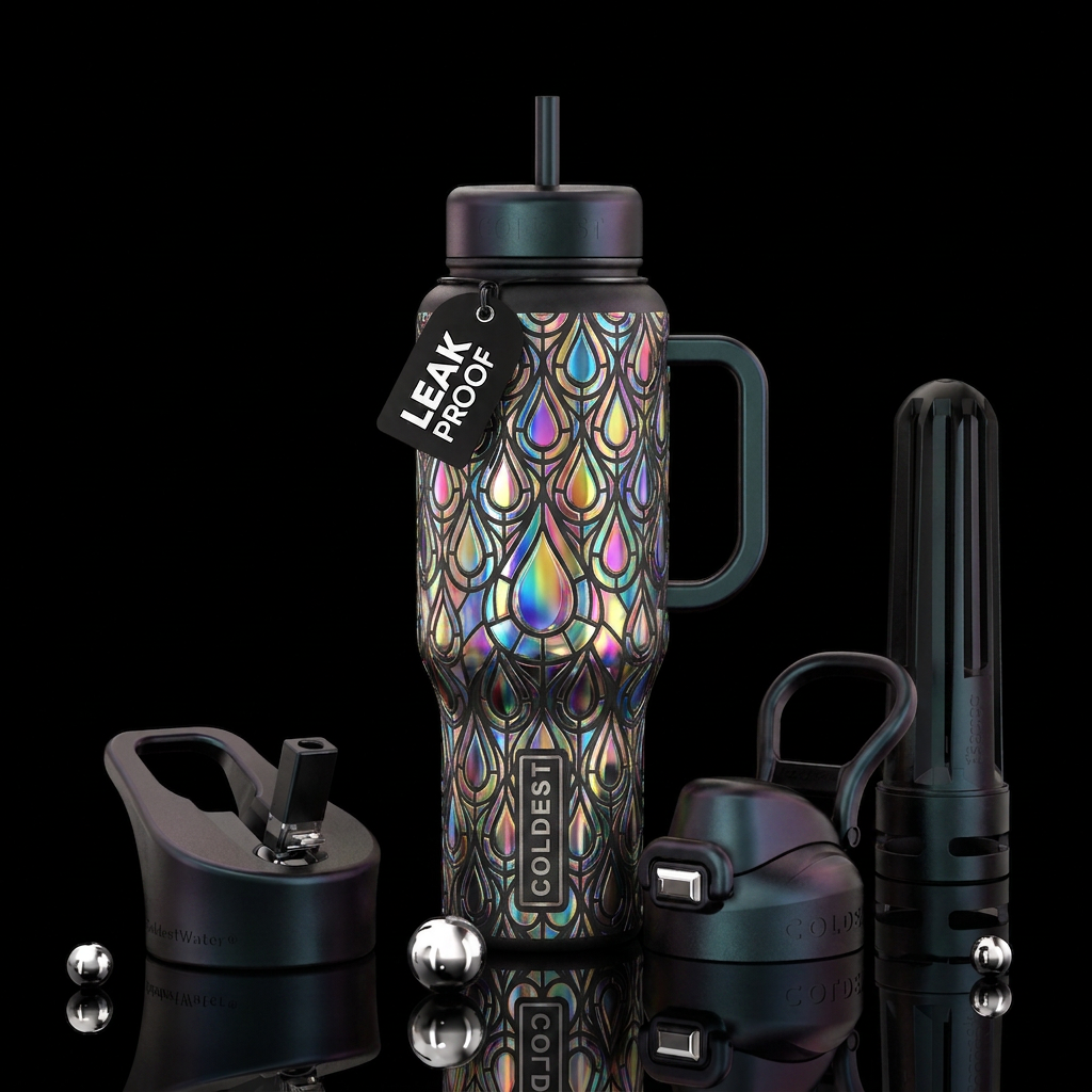 stained glass tears water bottle design