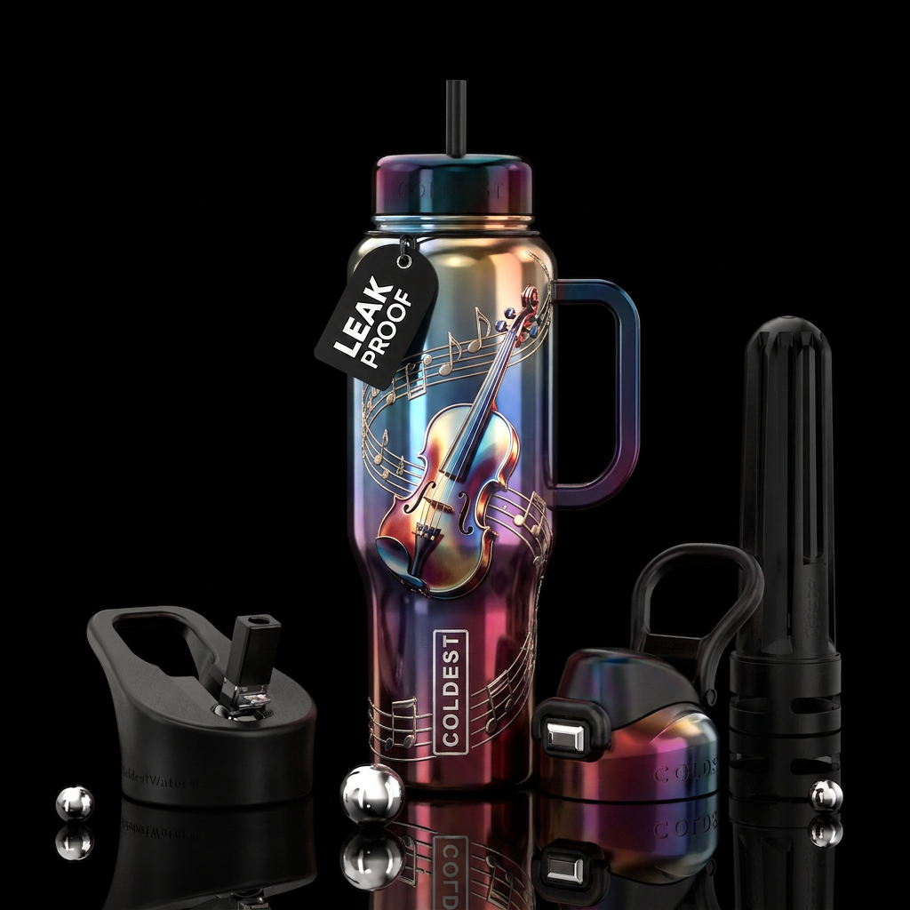 Musical violin water bottle design