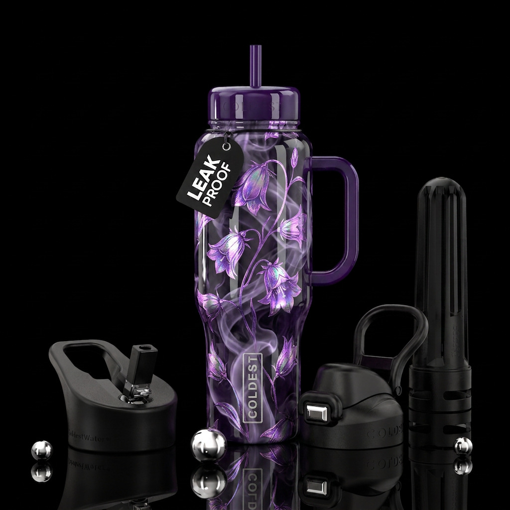 Purple bells water bottle design