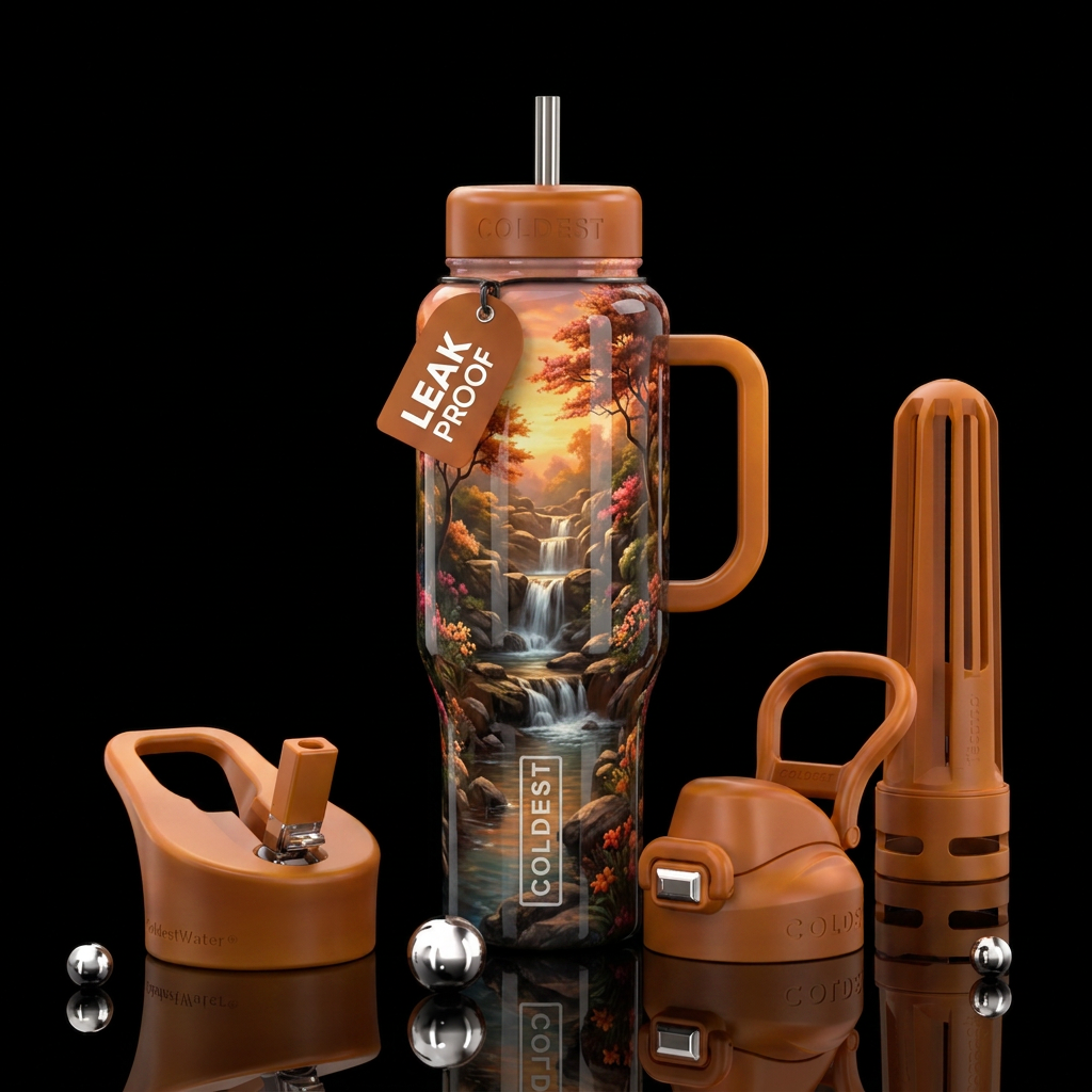Fall waterfall water bottle design