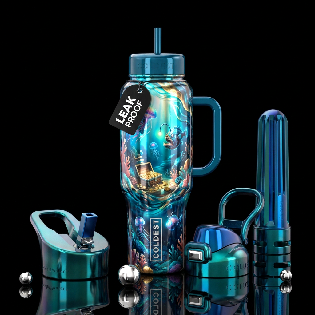 The oceans treasures water bottle design