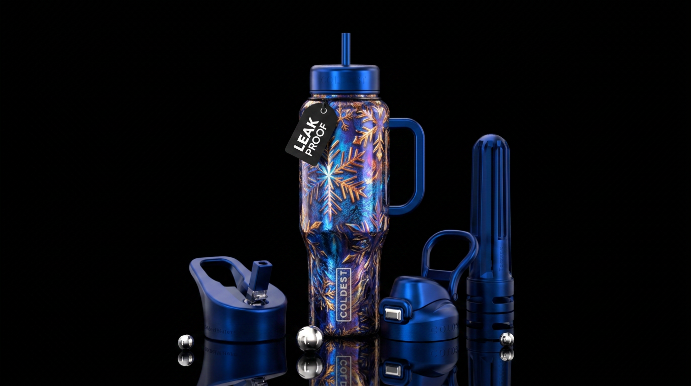 Stormy snowflakes water bottle design