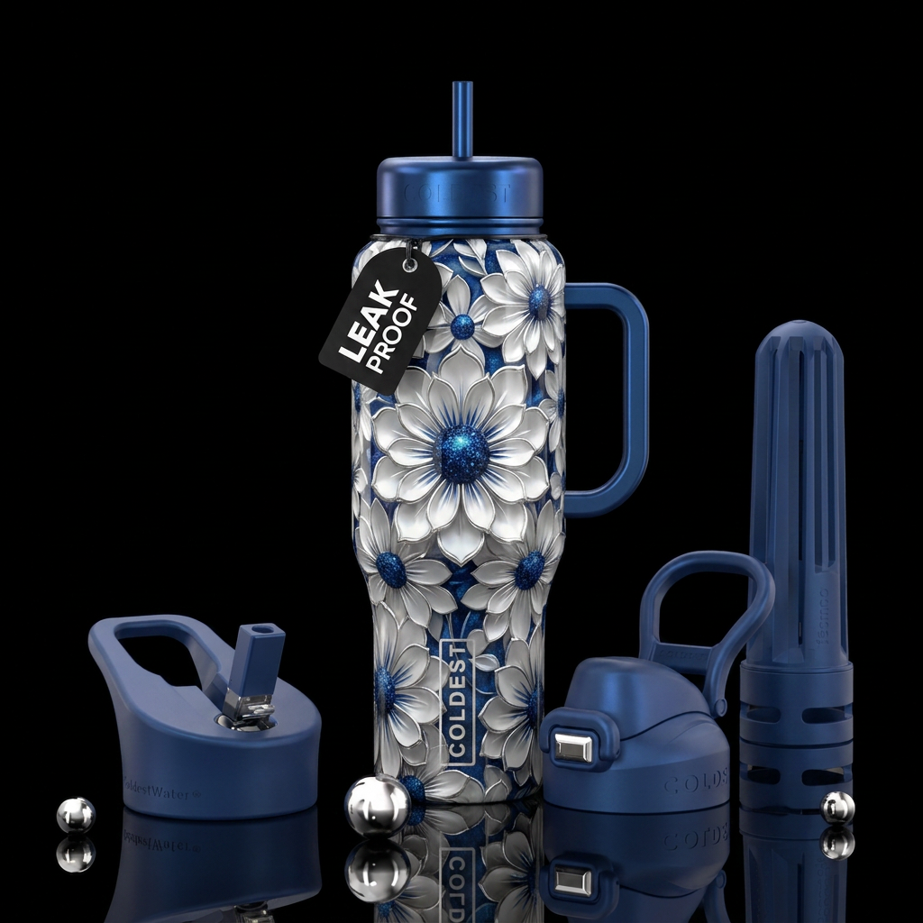 Pretty in blue water bottle design