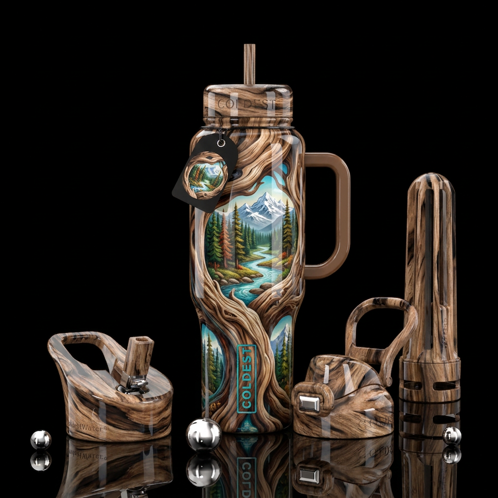 Burly old tree water bottle design