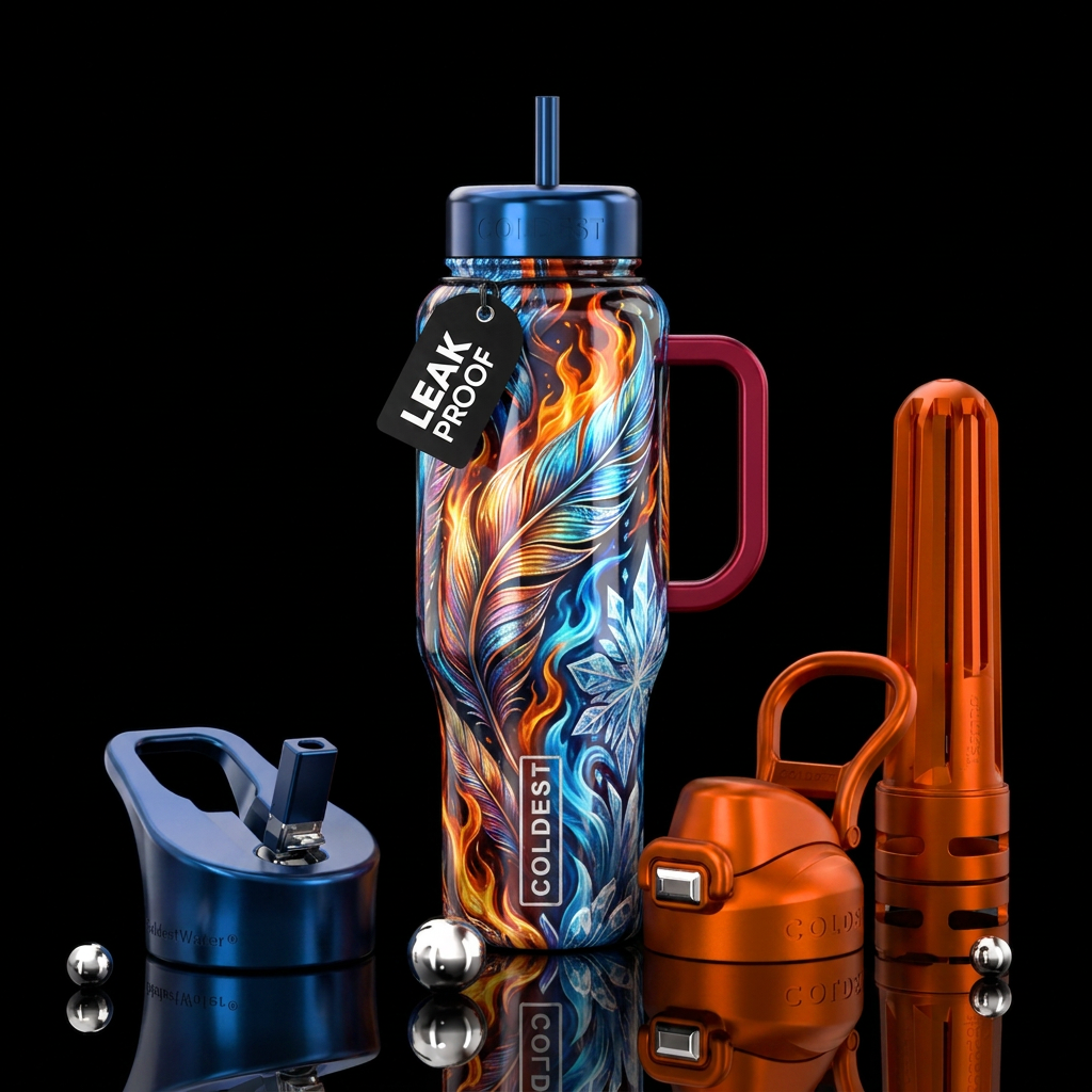 Fire and ice water bottle design