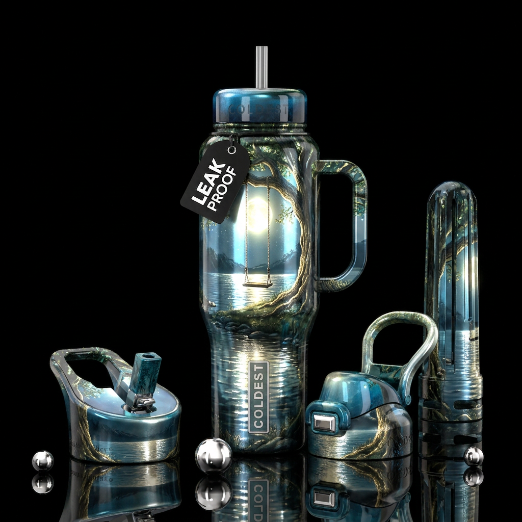 Swinging in the moonlight water bottle design