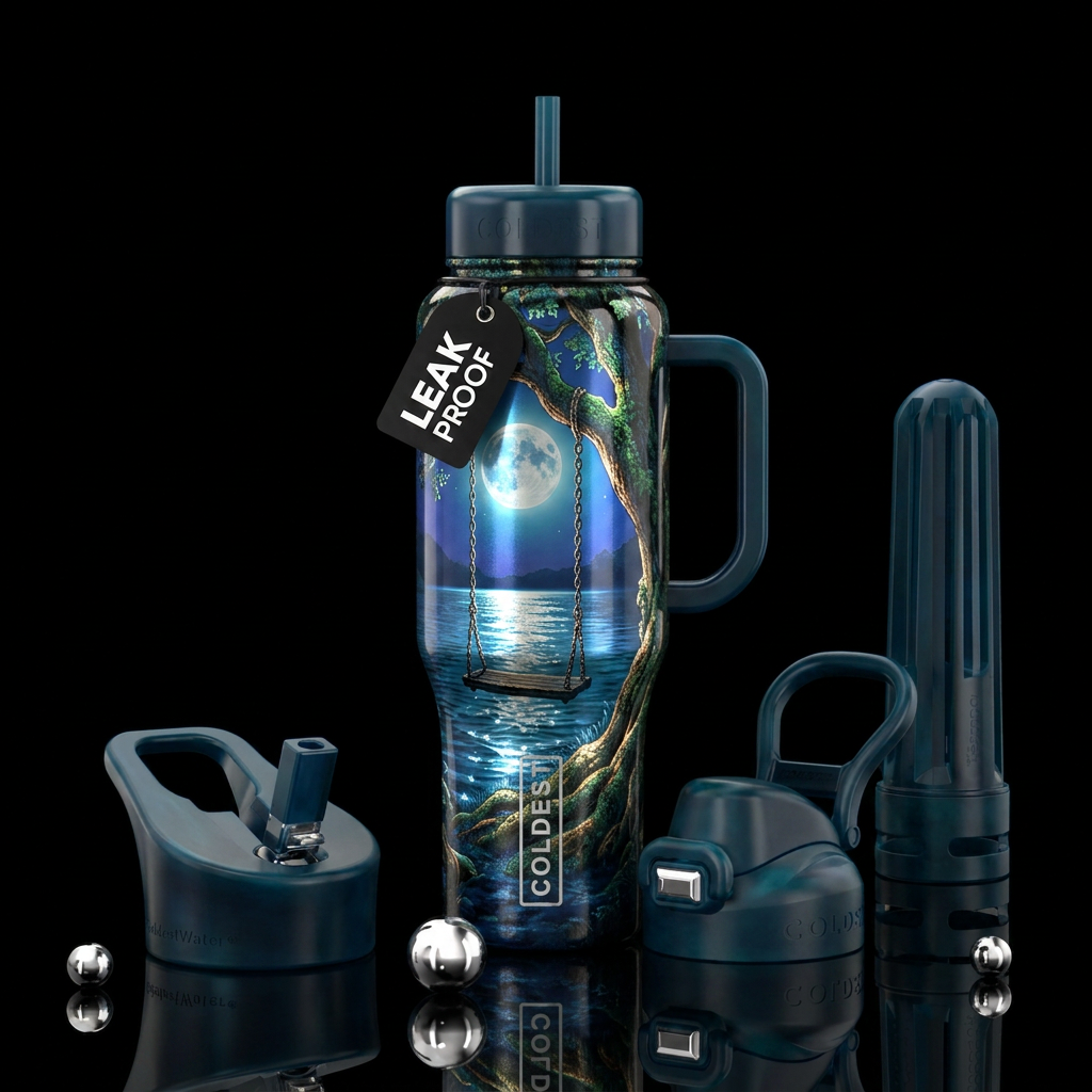 Moonlit swing water bottle design