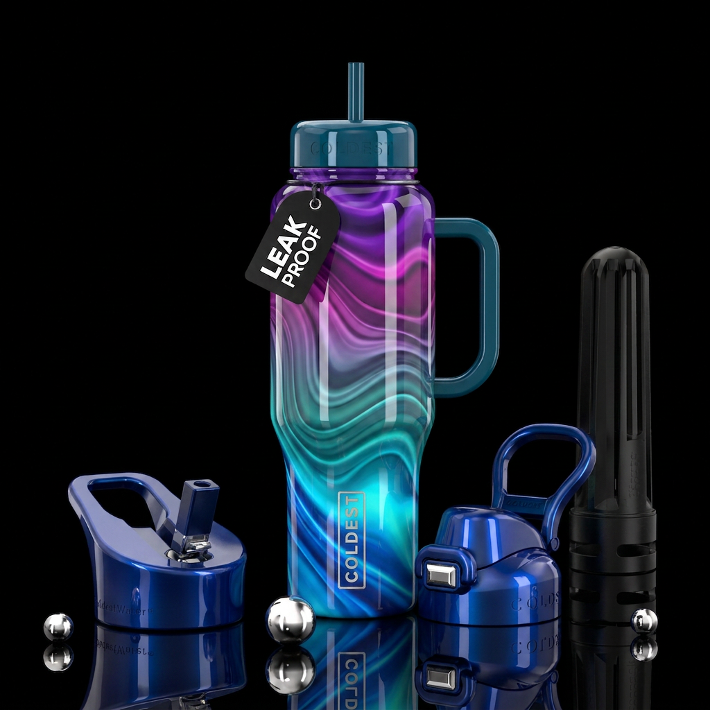Waves of motion water bottle design