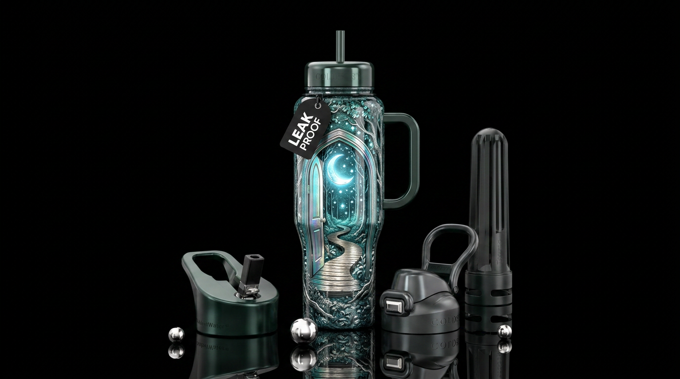 Door to beauty water bottle design