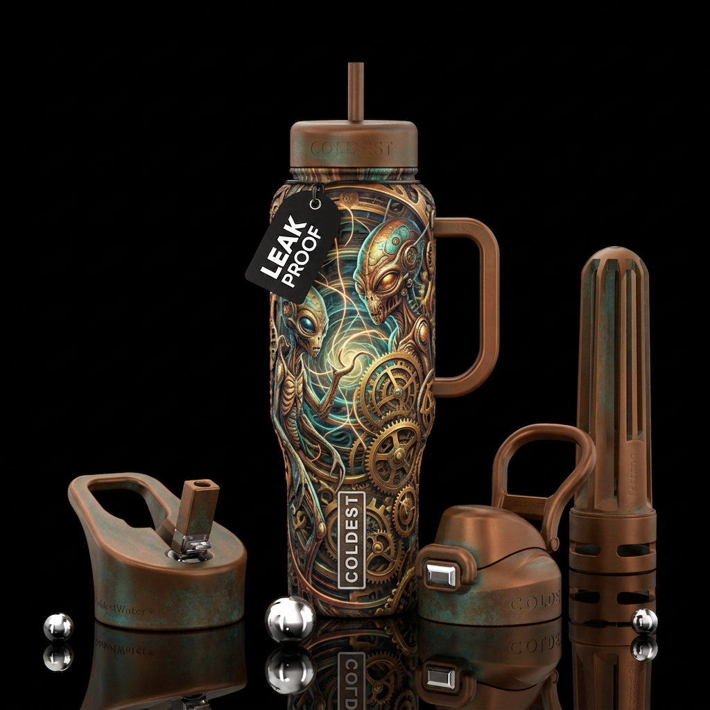 Machiniac aliens water bottle design