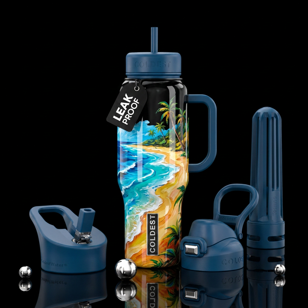 Beach time water bottle design