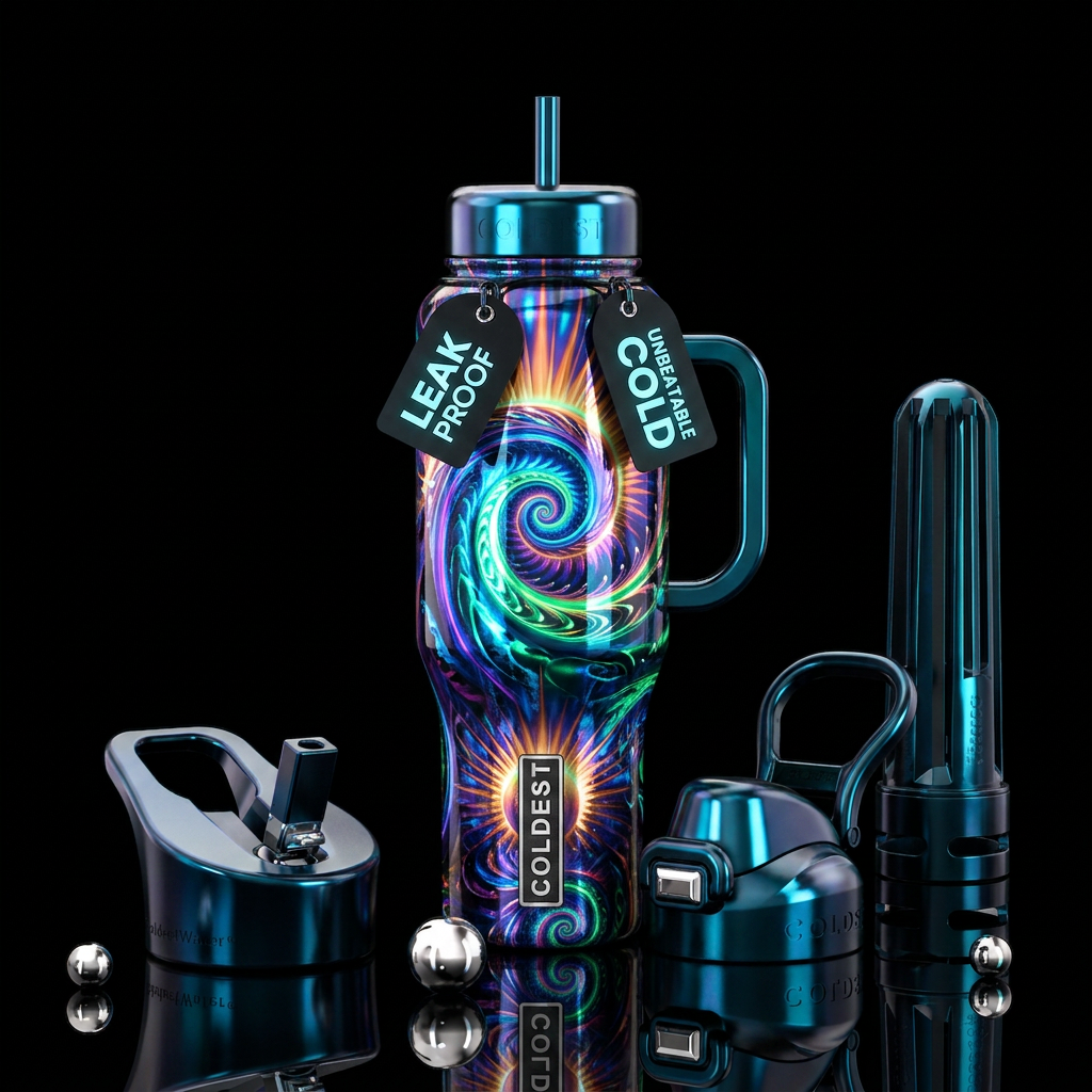 Swirls and starbursts water bottle design