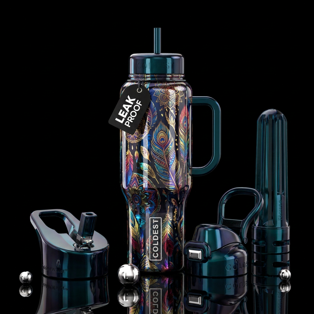 Feather fun water bottle design