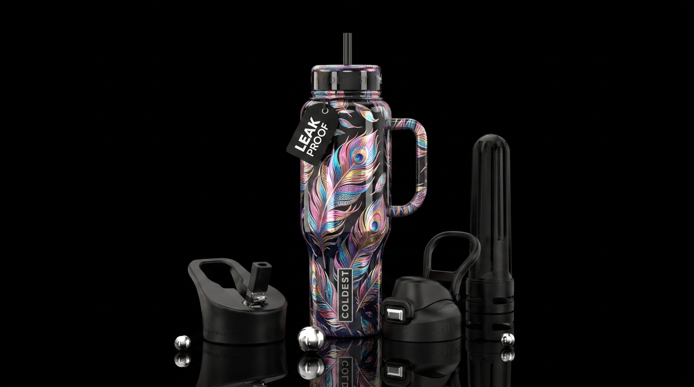 Feathery beauty water bottle design
