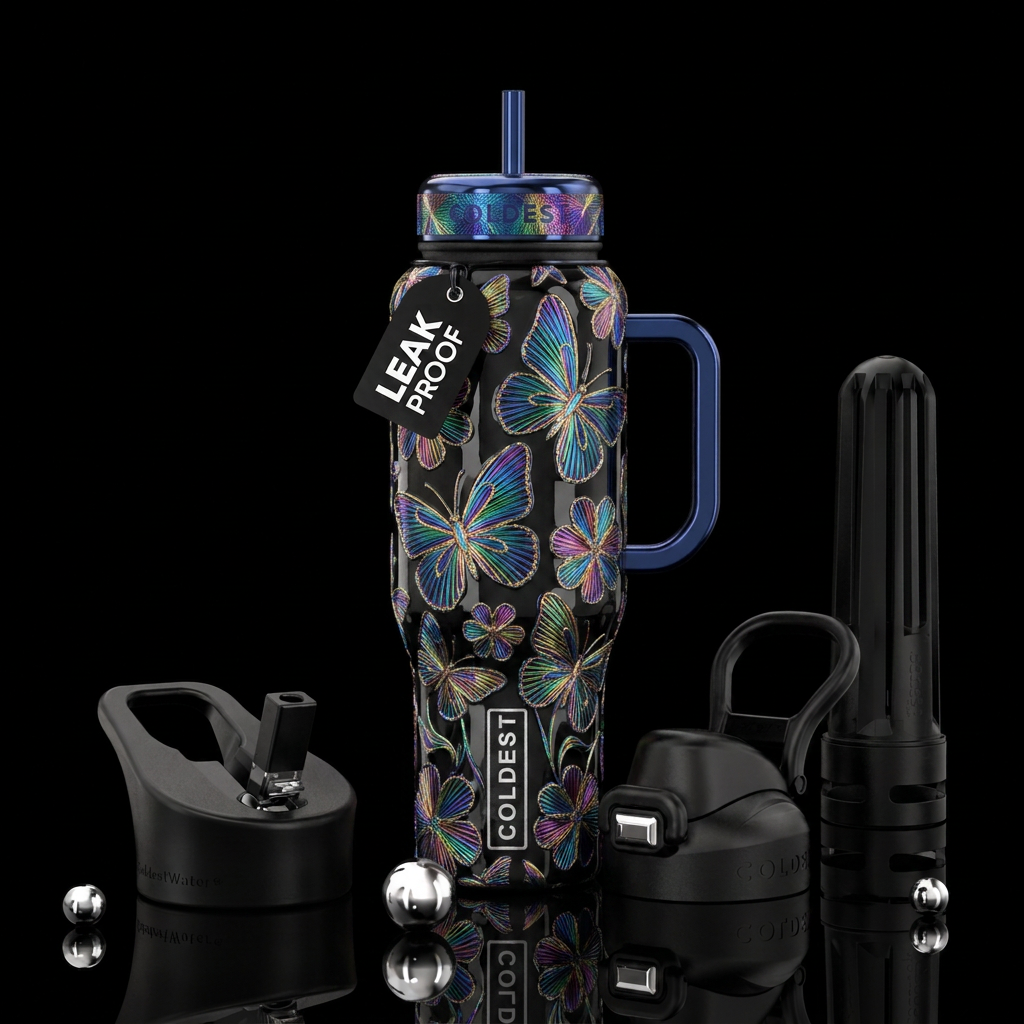 Strings of butterflies water bottle design