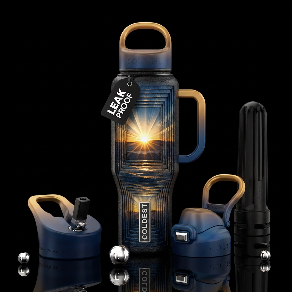 Tunneling sunrise water bottle design