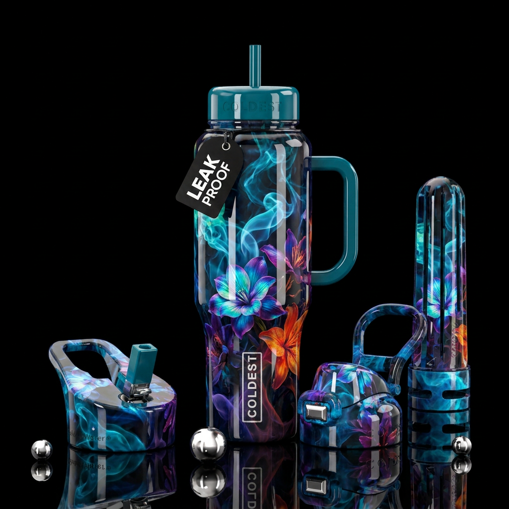Flowers up in smoke water bottle design