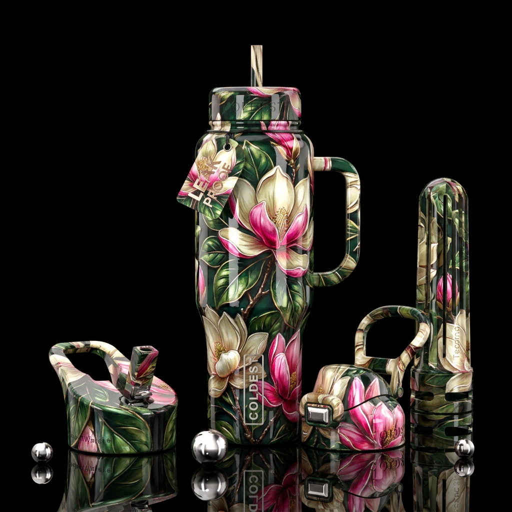 Magnolias water bottle design