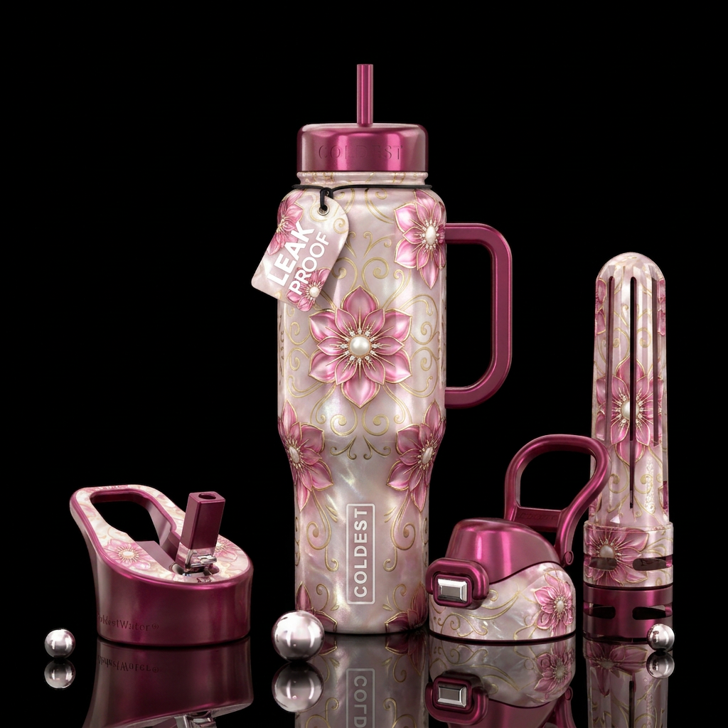 Pretty in pink water bottle design