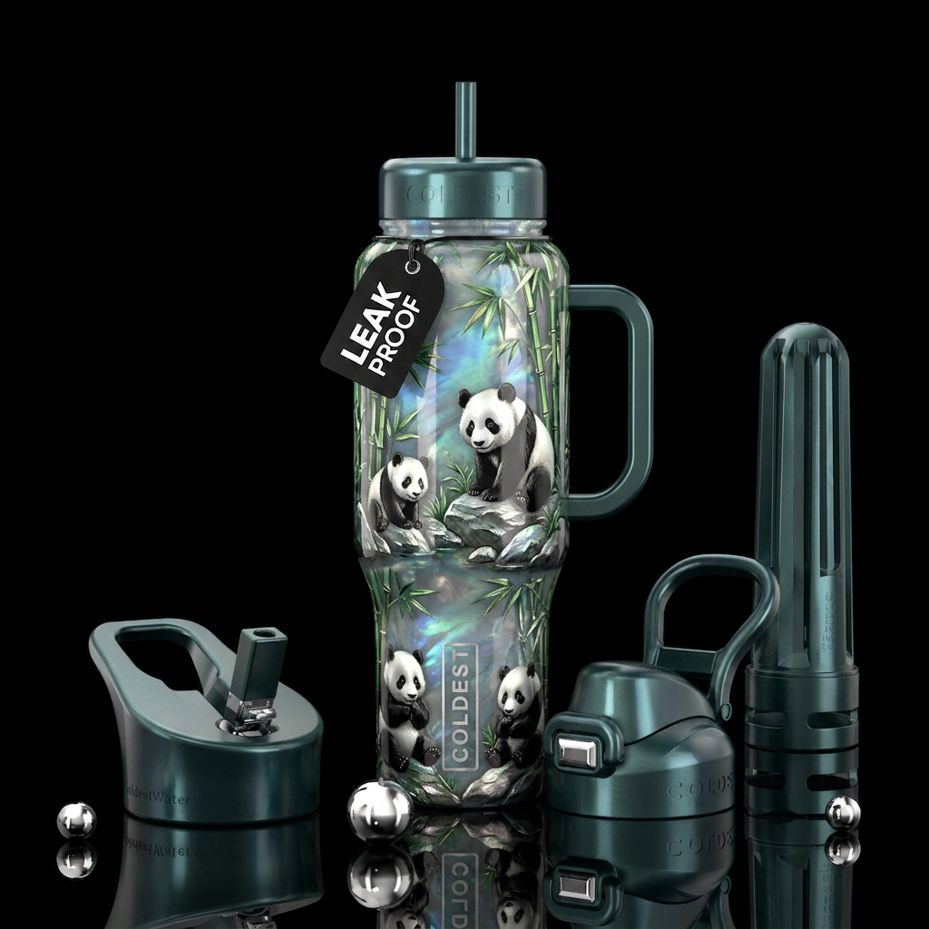 Sweet little Pandas water bottle design