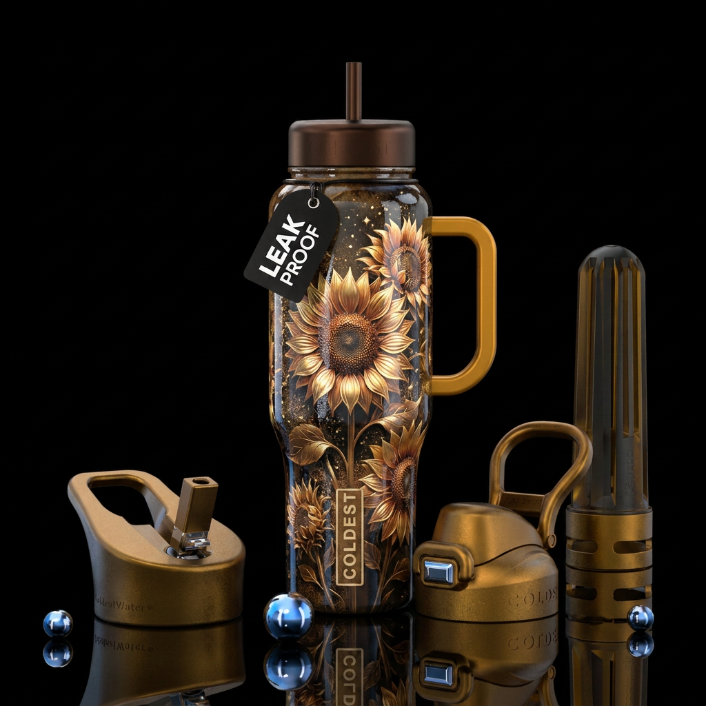Night sunflowers water bottle design